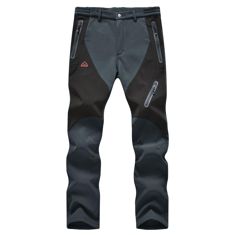 GOPUNE Men'S Waterproof Trousers Softshell Fleece Lined Outdoor Walking Warm Thicken Hiking Ski Pants with Zip Pockets