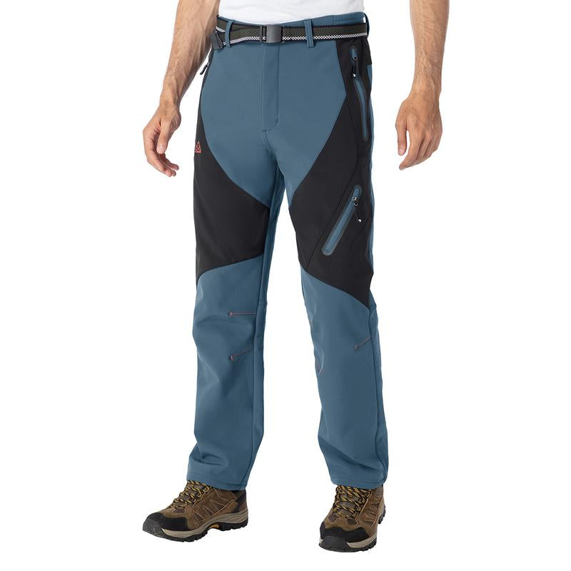 GOPUNE Men'S Waterproof Trousers Softshell Fleece Lined Outdoor Walking Warm Thicken Hiking Ski Pants with Zip Pockets