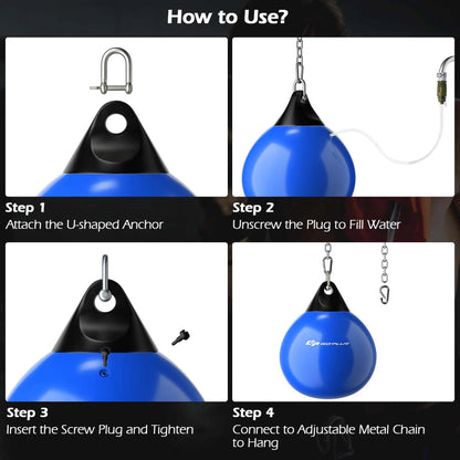 Goplus 18" 110Lbs Heavy Water Filled Punching Aqua Training Boxing Bag Home Gym Hook Blue