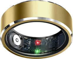 Smart Ring Health Tracker, Sleep Tracker Ring with Heart Rate, Waterproof Fitness Ring for Activity Monitoring/Steps/Distance/Calories,Air Gestures,Up to 7-Day Battery,For Ios Android (Light Gold,#12)
