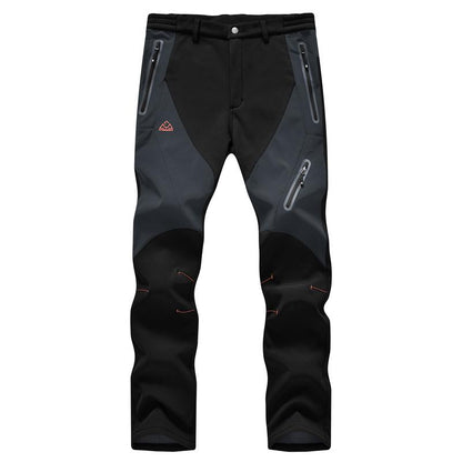 GOPUNE Men'S Waterproof Trousers Softshell Fleece Lined Outdoor Walking Warm Thicken Hiking Ski Pants with Zip Pockets