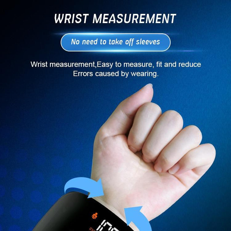 Portable Wrist Blood Pressure Cuff with LED Touchscreen & 99X2 Reading Memory - Includes Carrying Case for Easy Health Monitoring