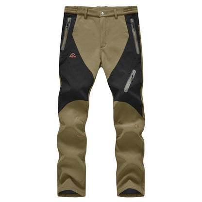 GOPUNE Men'S Waterproof Trousers Softshell Fleece Lined Outdoor Walking Warm Thicken Hiking Ski Pants with Zip Pockets