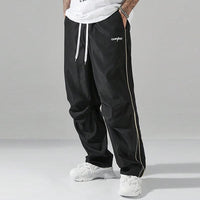 Loose Sports Pants Men'S Trousers Grey Side Stripes with Gold Accent Stripe Comfortable Design Athleisure Style Bottoms Athletic Bottoms Gymwear