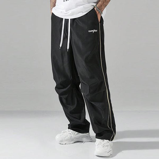 Loose Sports Pants Men'S Trousers Grey Side Stripes with Gold Accent Stripe Comfortable Design Athleisure Style Bottoms Athletic Bottoms Gymwear