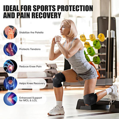 Knee Brace with Side Stabilizers, Professional Knee Compression Support Brace for Men Women, Adjustable Knee Wrap with Patella Pad, Relief Pain for Meniscus Tear ACL MCL Arthritis Injuries (Black, XL)