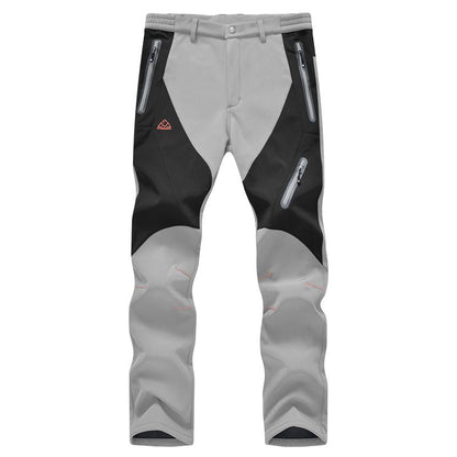 GOPUNE Men'S Waterproof Trousers Softshell Fleece Lined Outdoor Walking Warm Thicken Hiking Ski Pants with Zip Pockets
