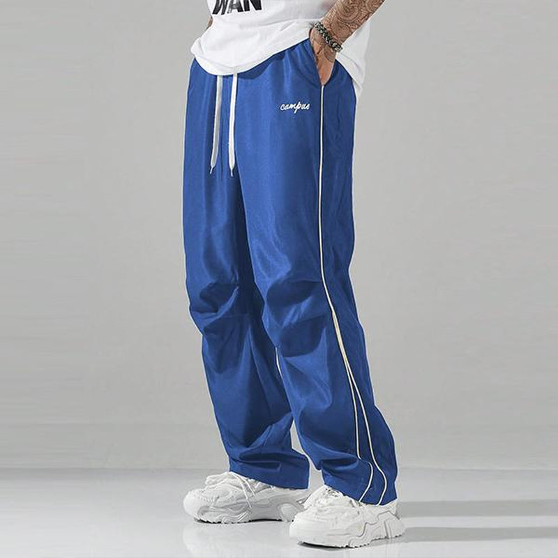 Loose Sports Pants Men'S Trousers Grey Side Stripes with Gold Accent Stripe Comfortable Design Athleisure Style Bottoms Athletic Bottoms Gymwear