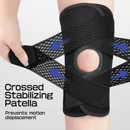 Knee Brace with Side Stabilizers, Professional Knee Compression Support Brace for Men Women, Adjustable Knee Wrap with Patella Pad, Relief Pain for Meniscus Tear ACL MCL Arthritis Injuries (Black, XL)