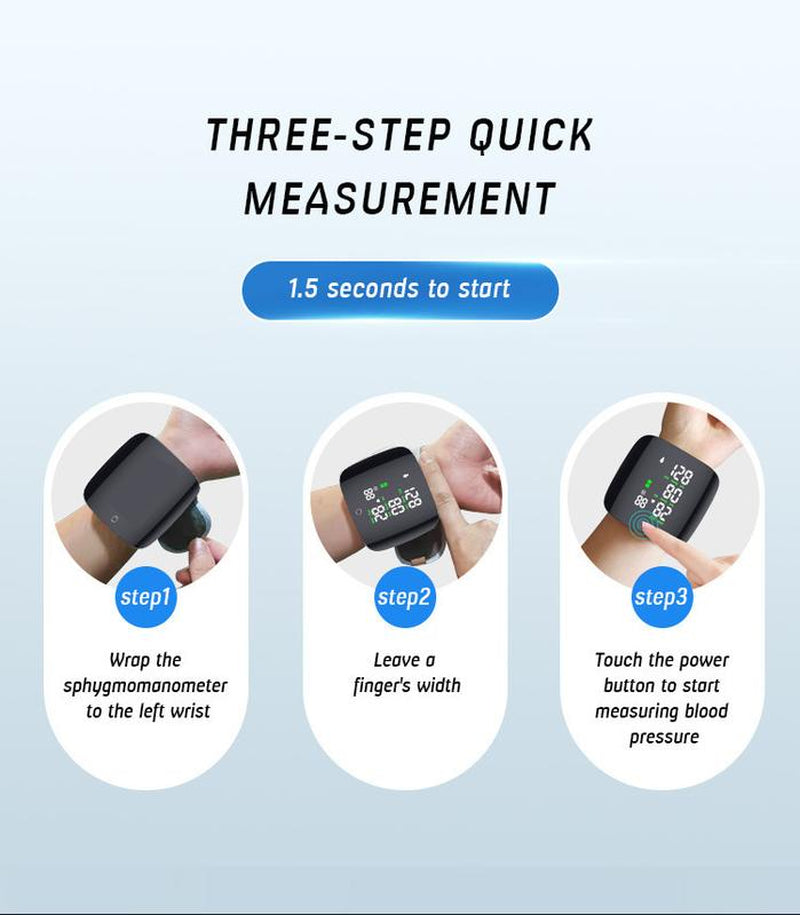 Portable Wrist Blood Pressure Cuff with LED Touchscreen & 99X2 Reading Memory - Includes Carrying Case for Easy Health Monitoring